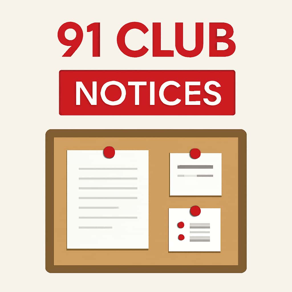 Illustration detailing the 91 Club Notices with focus on account security.