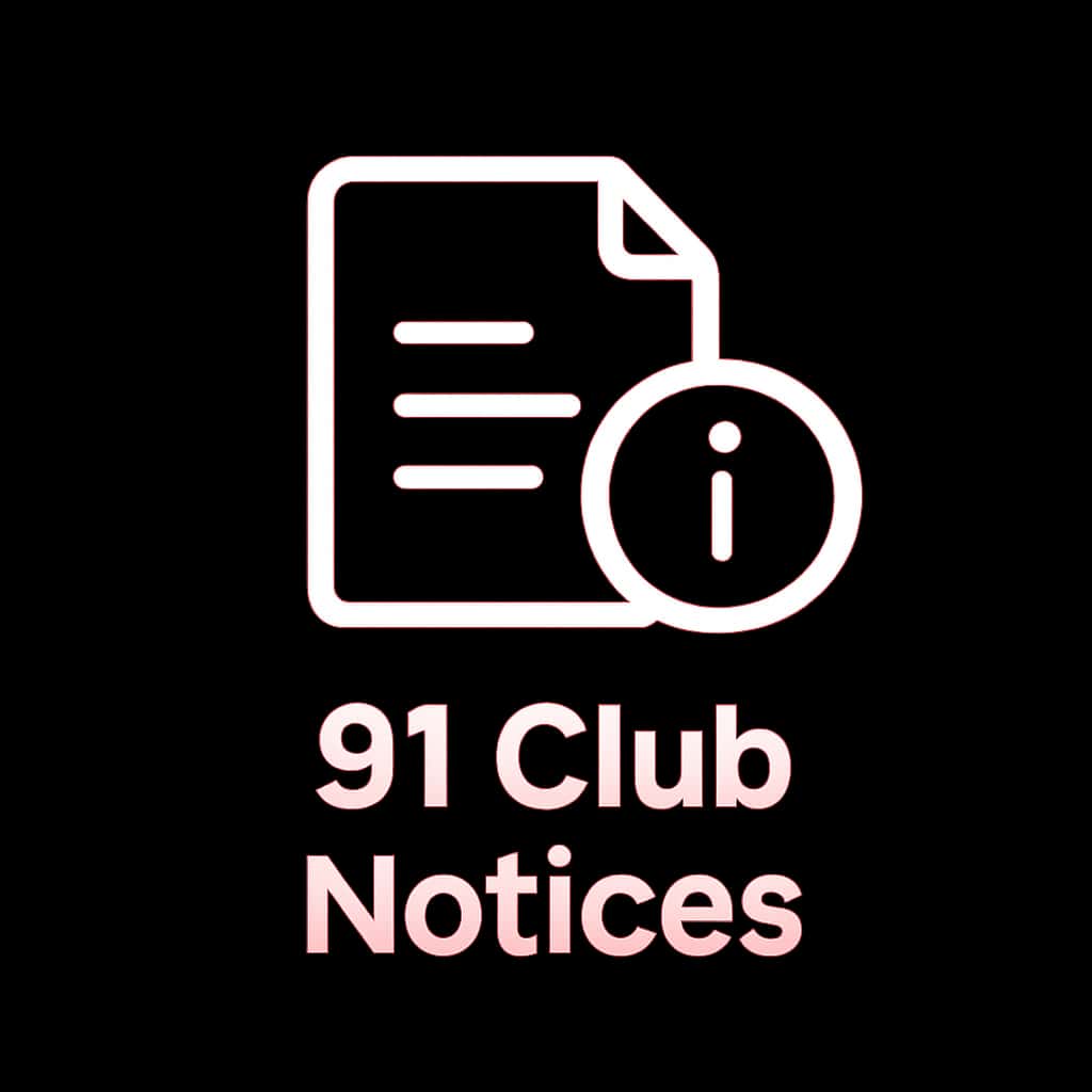 Icon for 91 Club Notices, emphasizing a guide resource.