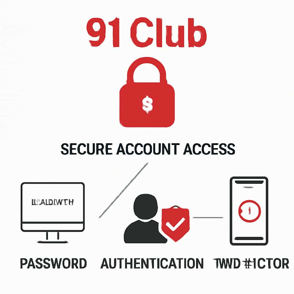 Illustration showing secure access protocols for 91 Club.