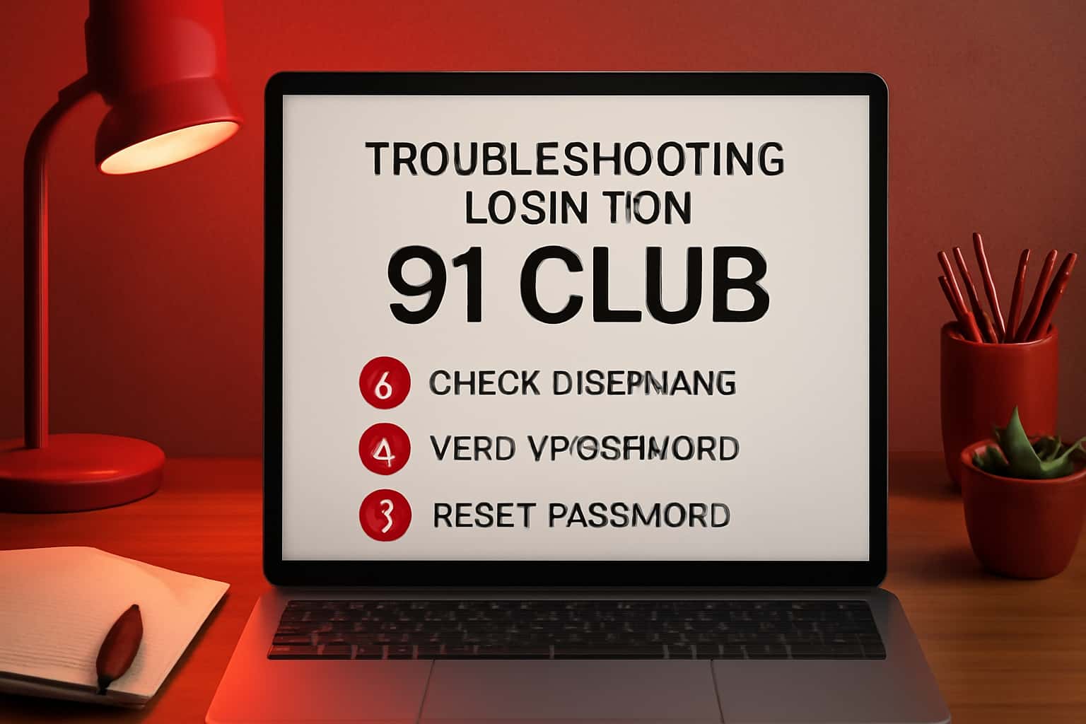 Informational scene about troubleshooting login issues for 91 Club.